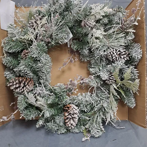 FROSTED CONE WREATH PRE LIT