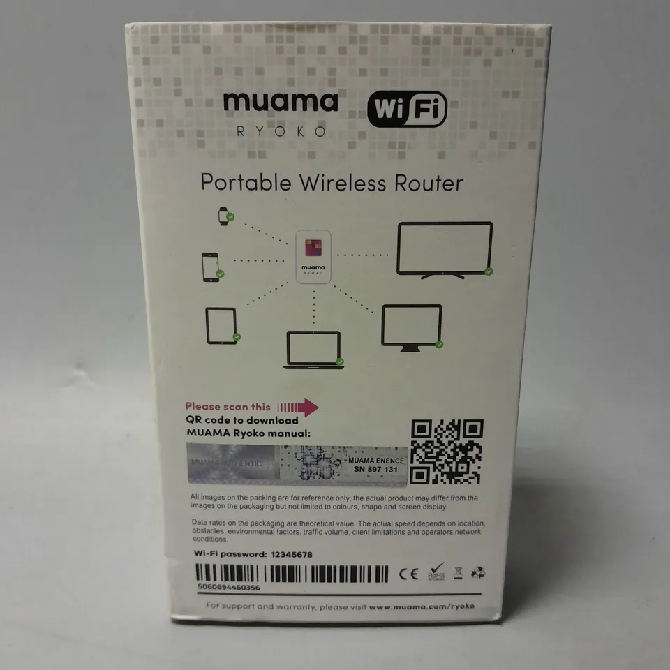 BOXED MUAMA RYOKO 4G PORTABLE WIRELESS WIFI ROUTER INTERNET HOTSPOT