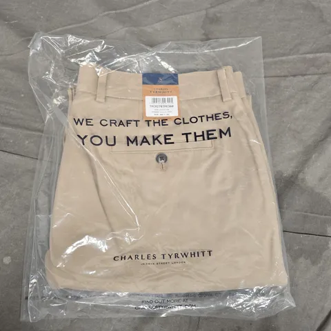 BAGGED CHARLES TYRWHITT TAUPE CLASSIC FIT ULTIMATE NON-IRON CHINOS – 36W X 30L