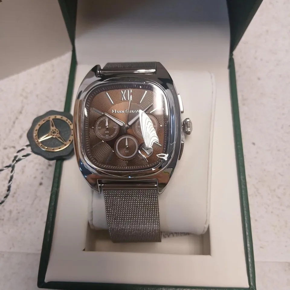 MANN EGERTON VECTOR STEEL BROWN WRISTWATCH