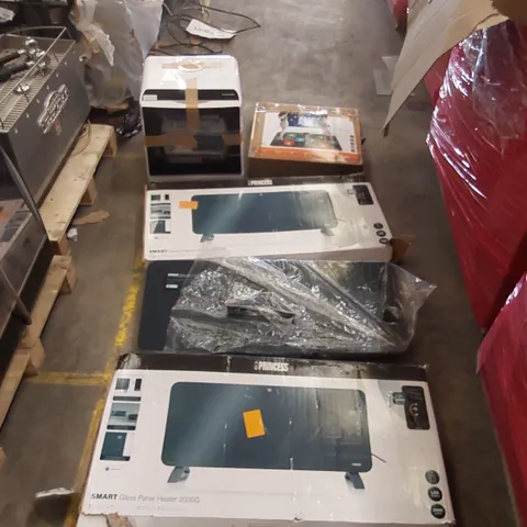 PALLET OF ASSORTED ITEMS INCLUDING: SMART GLASS PANEL HEATERS, DISHWASHER, DANCE MATS ECT