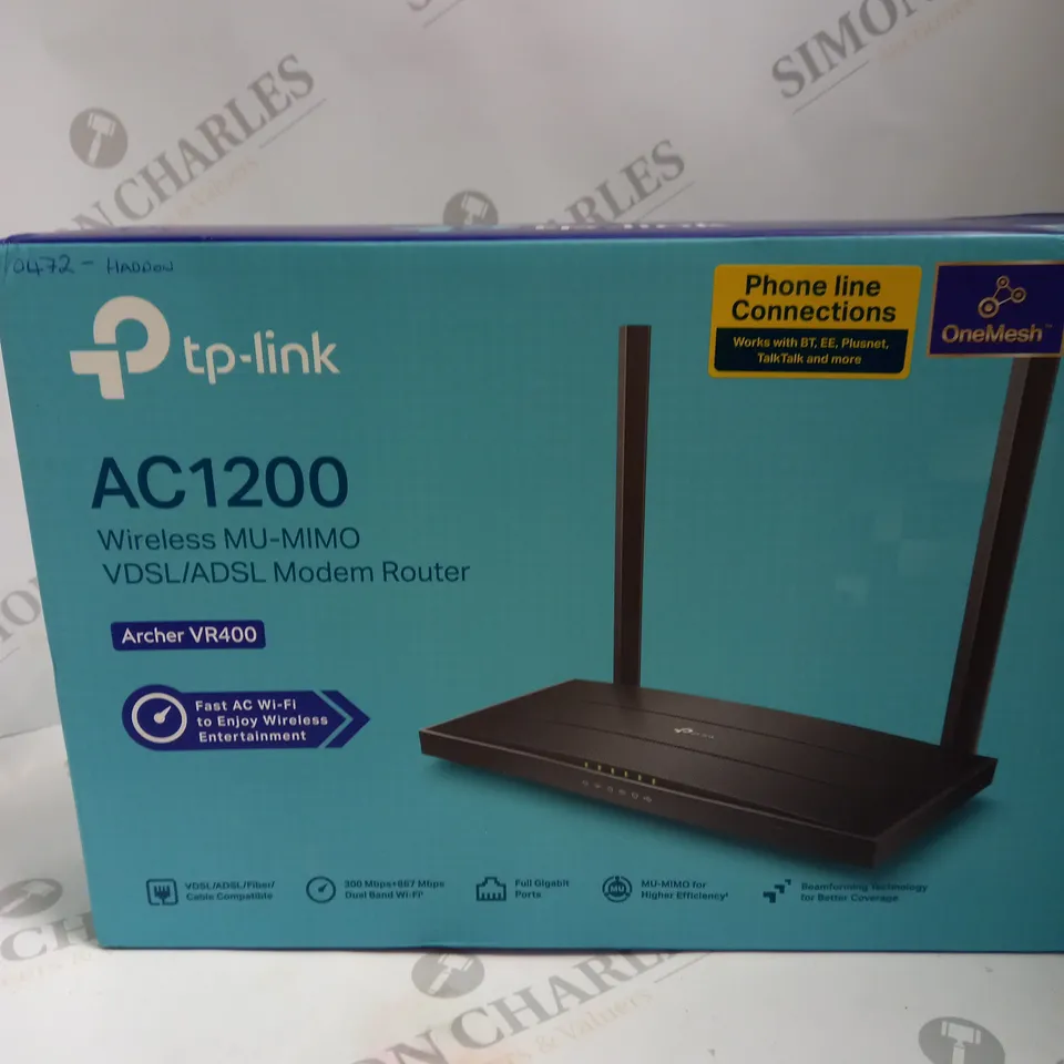 BOXED TP-LINK AC1200 WIRELESS MODEM ROUTER ARCHER VR400