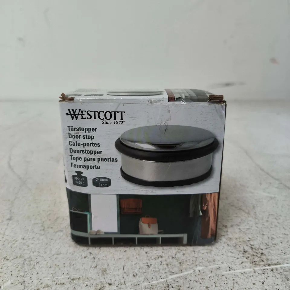WESTCOTT DOOR STOP – CHROME ROUND DOOR STOP WITH RUBBER BUMPER 