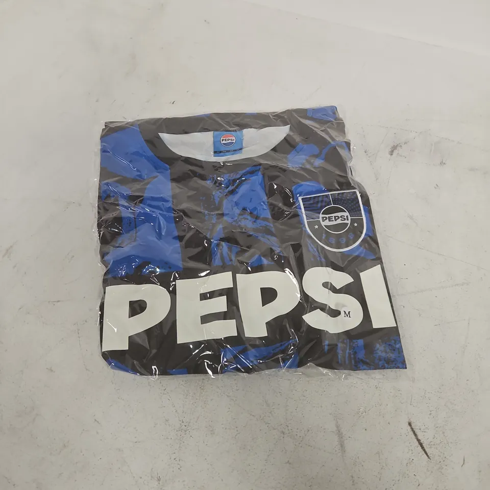 PEPSI-BRANDED T-SHIRT – BLUE/GREY, IN ORIGINAL PACKAGING (UK M)