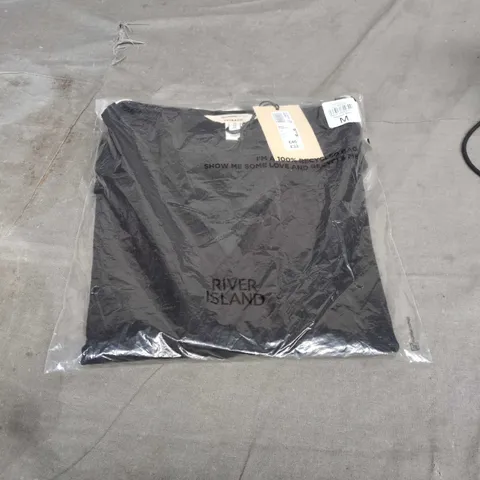 BAGGED RIVER ISLAND BLACK RELAXED-FIT SWEATSHIRT – SIZE M
