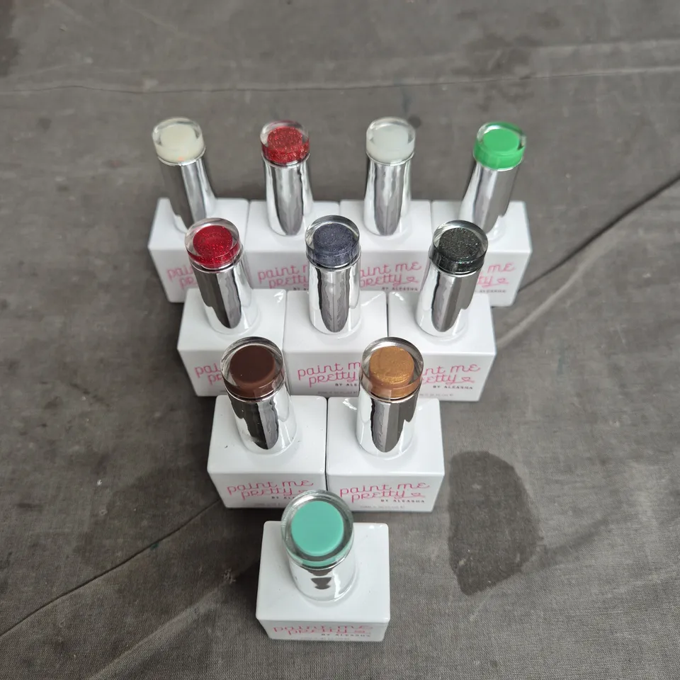 LOT OF 10 PAINT ME PRETTY BY ALEASHA GEL NAIL VARNISH - ASSORTED COLOURS - 20ML