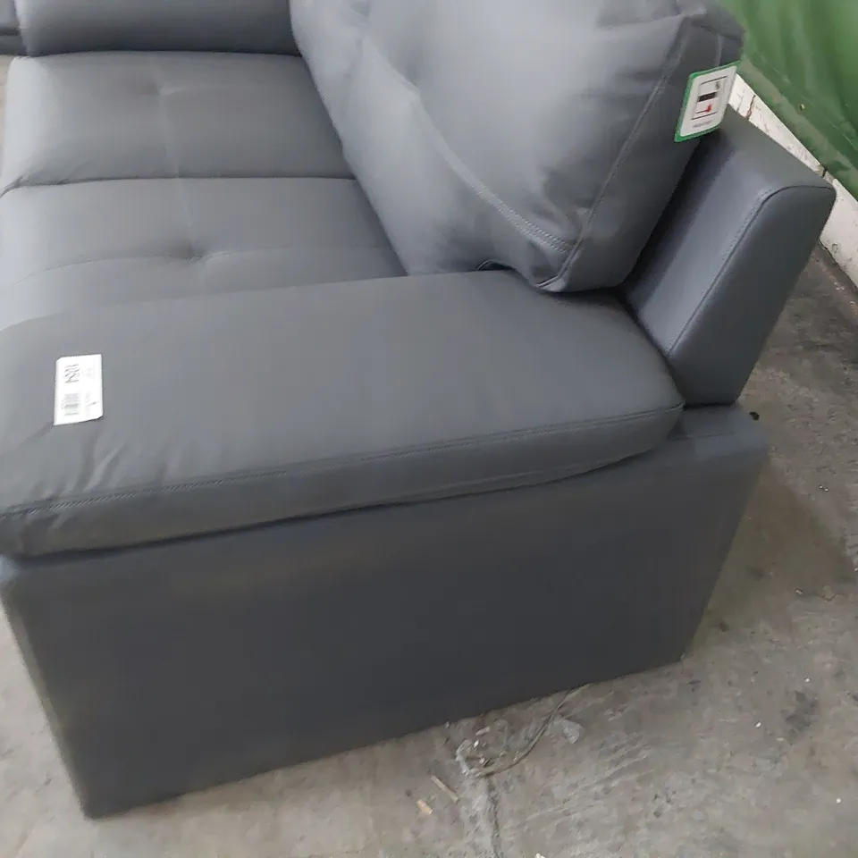 DESIGNER TWO SEATER SOFA GREY LEATHER 