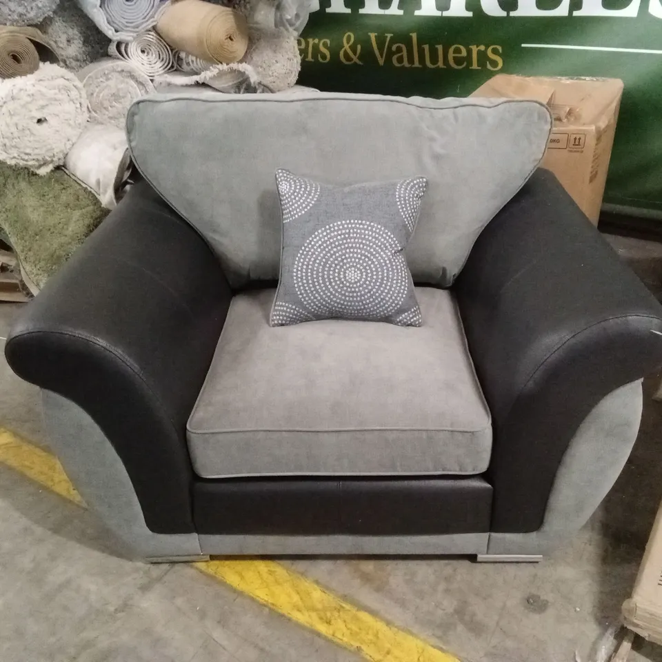 DANUBE FABRIC/FAUX LEATHER ARMCHAIR RRP £499