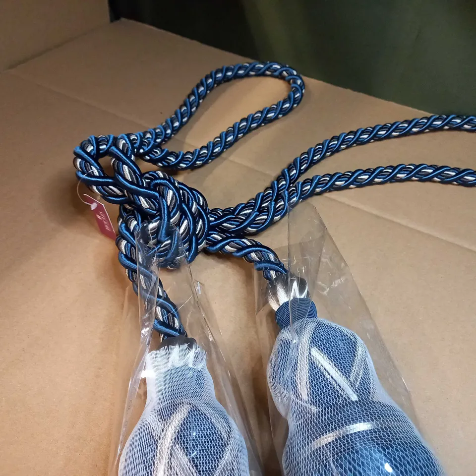 DESIGNER BLUE/SILVER SOLID STYLISH CURTAIN TIES