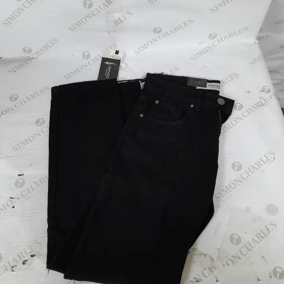 SPINDLE HECTOR BLACK STRAIGHT LEG JEANS IN BLACK SIZE 30R