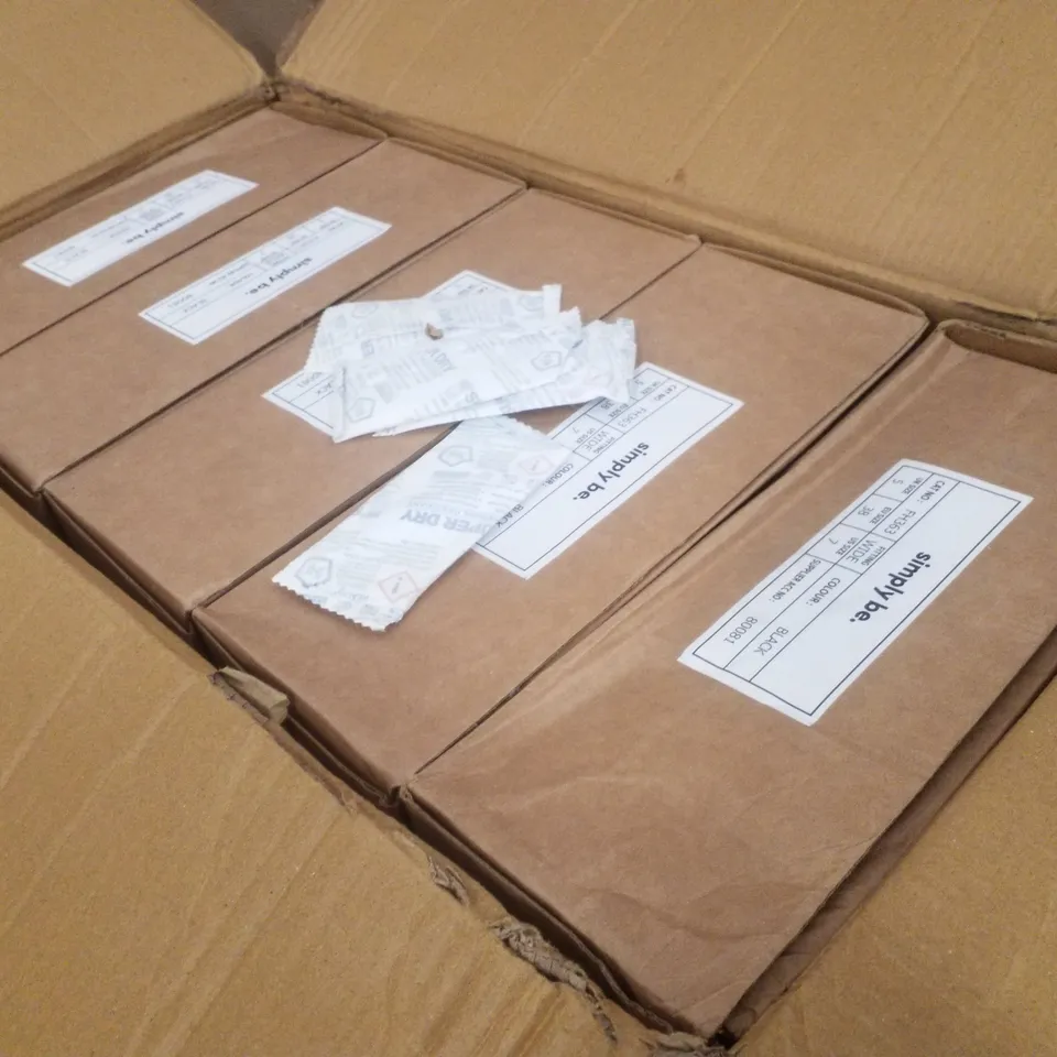 BOX CONTAINING APPROXIMATELY 5 PAIRS OF BRAND NEW SIMPLY BE BLACK BREENER WIDE LEATHER BOOTS - SIZE 4