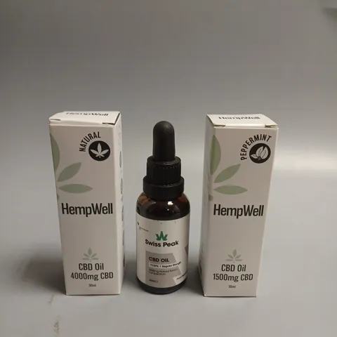 3 X CBD OIL PRODUCTS TO CONTAIN HEMPWELL & SWISS PEAK