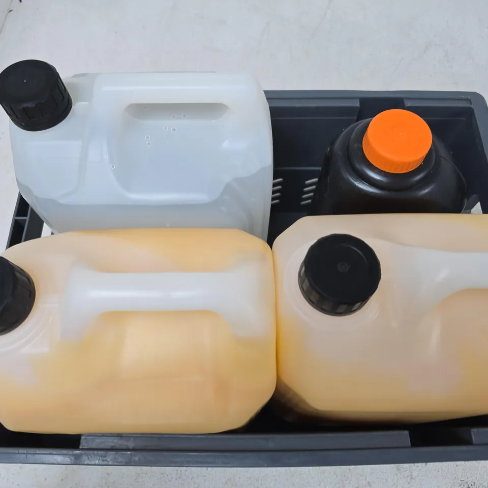 APPROXIMATELY 4 ASSORTED LARGE LIQUIDS TO INCLUDE OPTIONS ESSENCE SHAMPOO, VAX PLATINUM PROFESSIONAL SOLUTION, ETC - COLLECTION ONLY