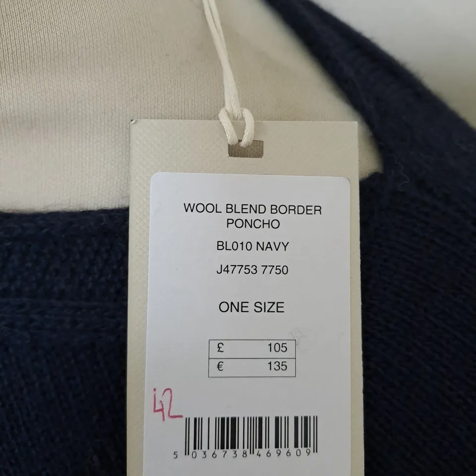 JIGSAW WOOL BLEND BORDER PONCHO - ONE SIZE