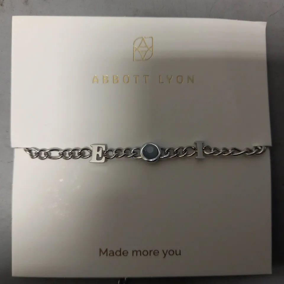 BOXED ABBOTT LYON CUSTOM INITIAL BRACELET IN SILVER
