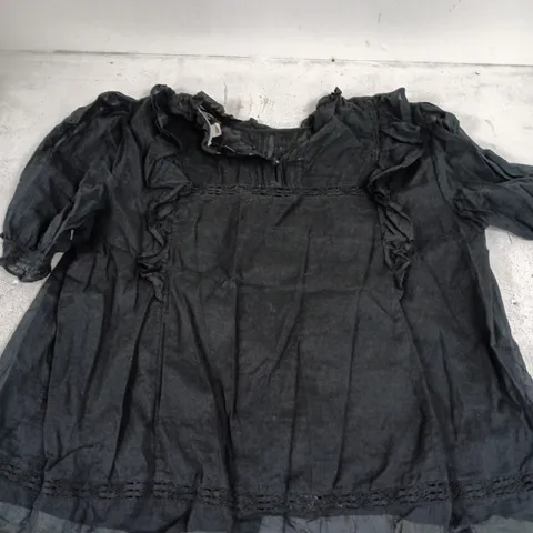 FINERY LONDON 100% COTTON VOILE TOP BLACK SIZE 18