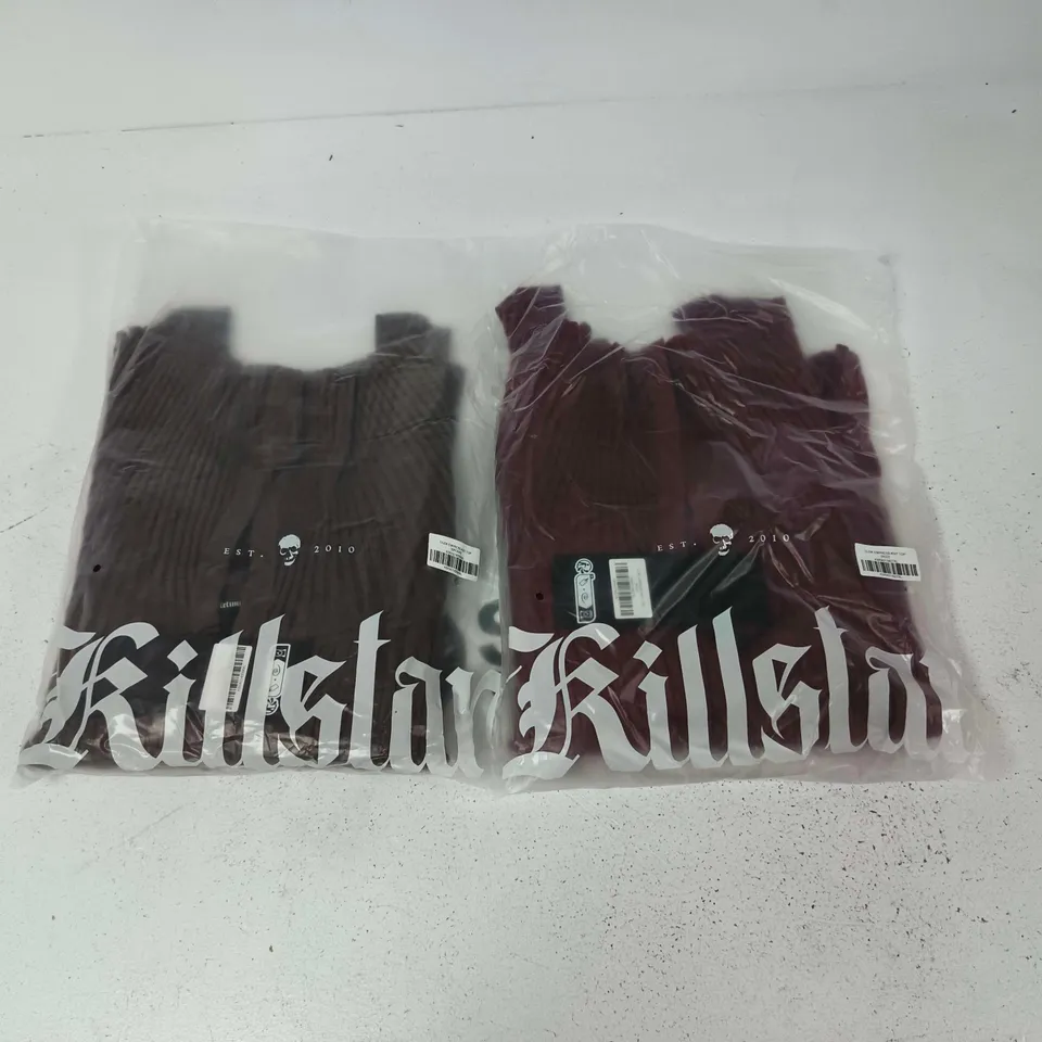 LOT OF APPROXIMATELY 24 BRAND NEW KILLSTAR DUSK EMPRESS KNIT TOPS IN 2 COLOURS - ALL SIZE XL