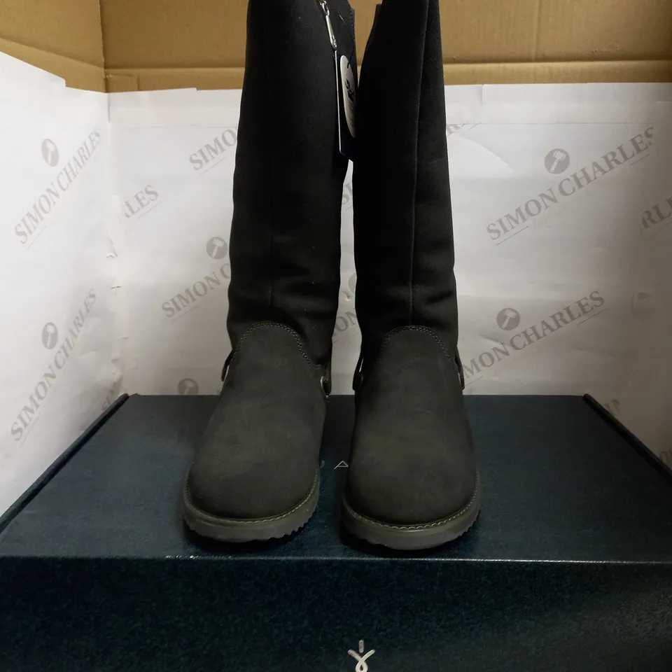 EMU AUSTRALIA KEMMIE LEATHER KNEE BOOTS DARK GREY UK SIZE 7