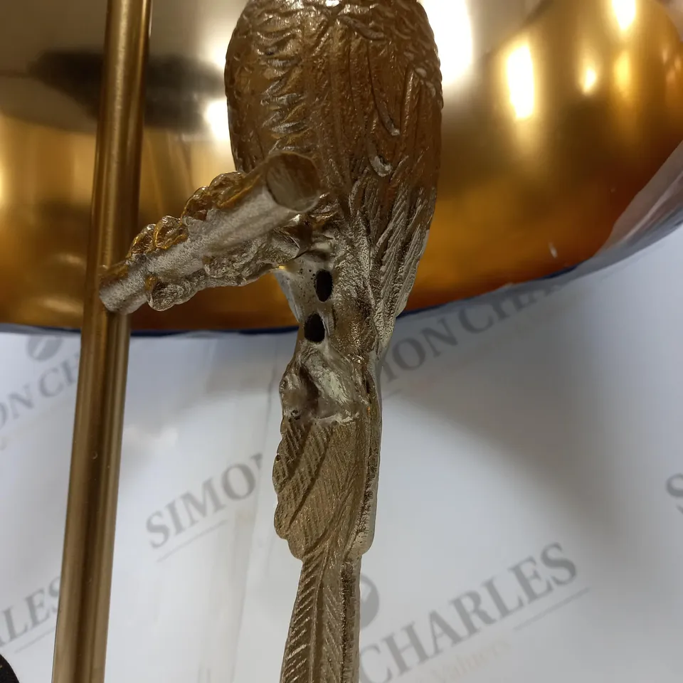 HAWK LAMP IN GOLD EFFECT WITH BLACK LAMP SHADE