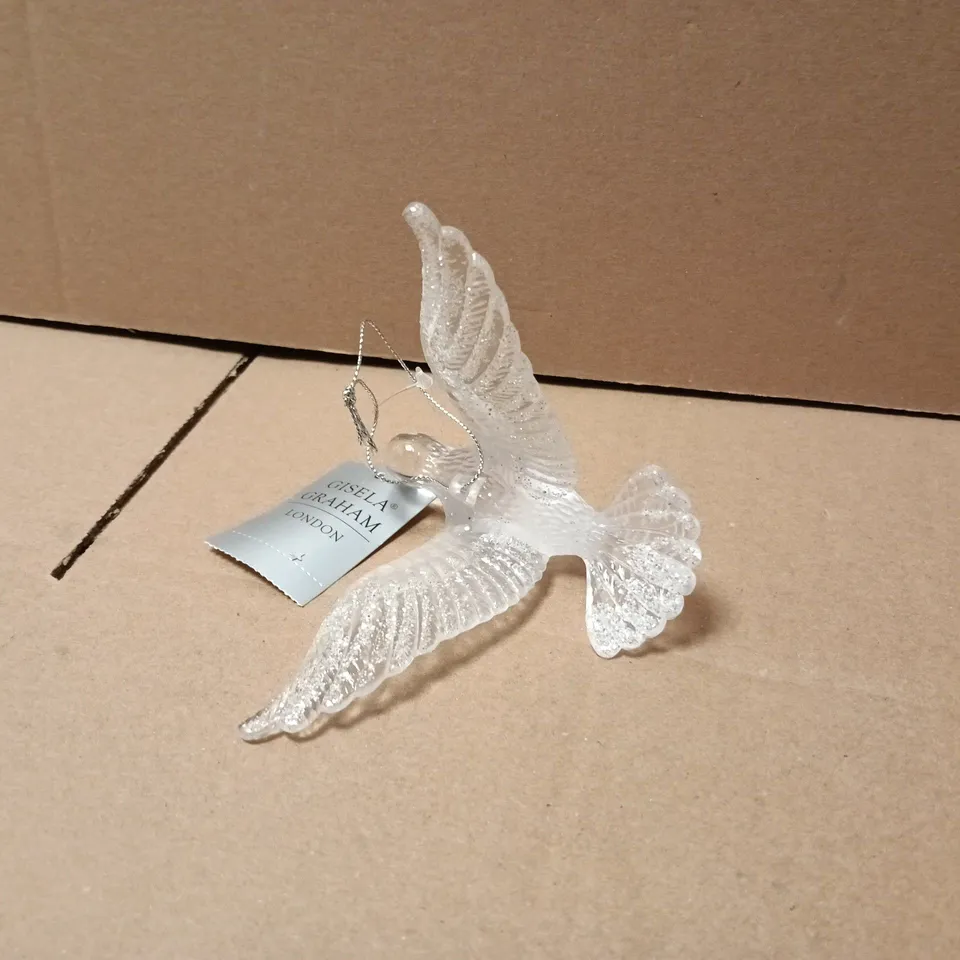 LOT OF 12 AS NEW GISELLA GRAHAM CLEAR DOVE THEMED HANGING TREE DECORATIONS