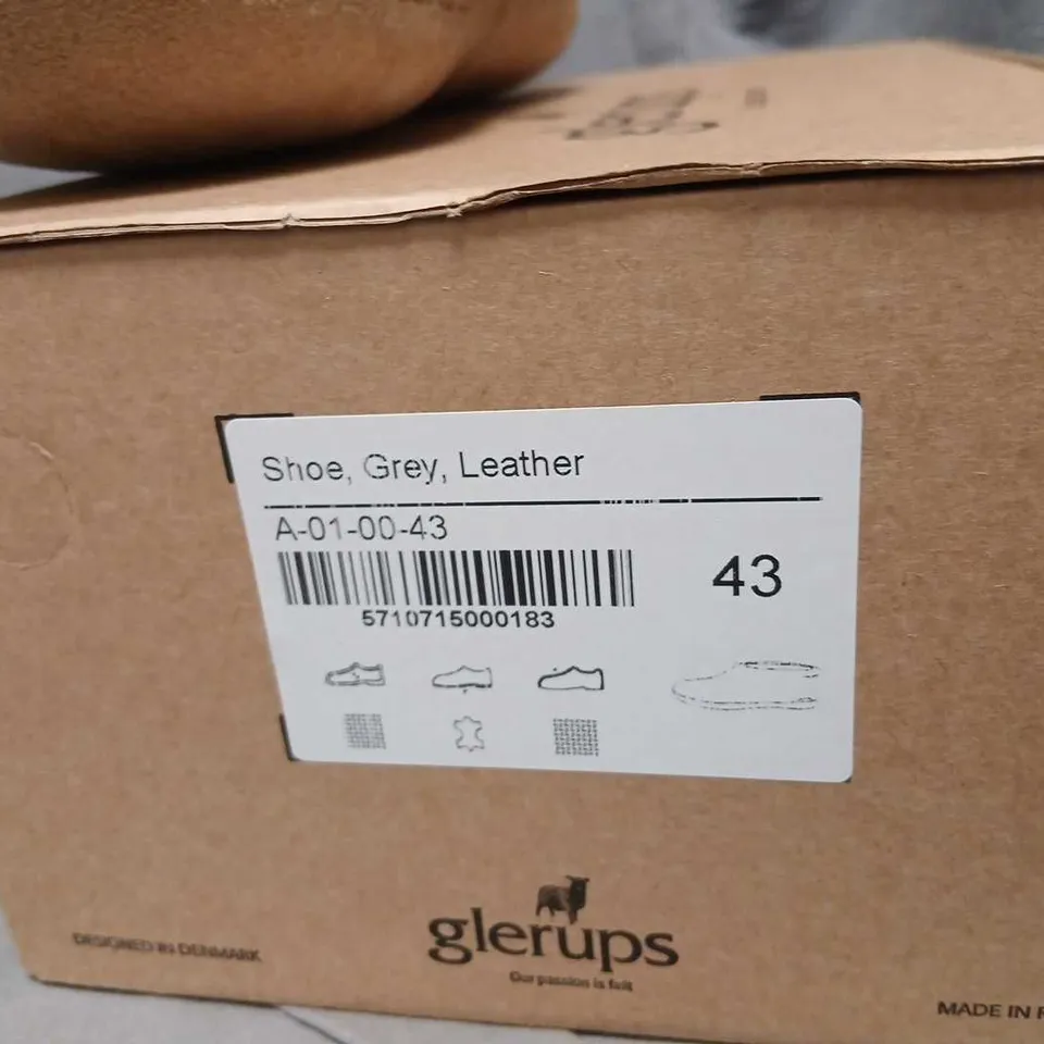 GLERUPS GREY WOOL-FELT SLIPPERS UK 9.5 (EU 43)