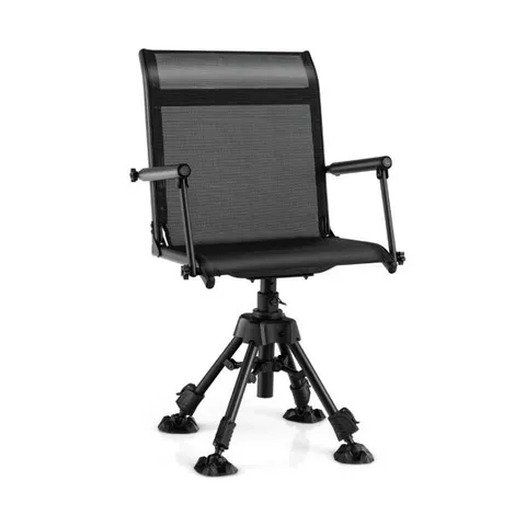 BOXED COSTWAY 360Β° SWIVEL HUNTING CHAIR WITH 4 ADJUSTABLE LEGS - BLACK