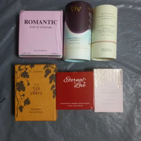 BOX OF APPROX 6 ASSORTED BOXED FRAGRANCES TO INCLUDE - LOUISE & MARTIN - DI PALOMO FIG & GRAPE - ROMANTIC POUR HOMME - ETC