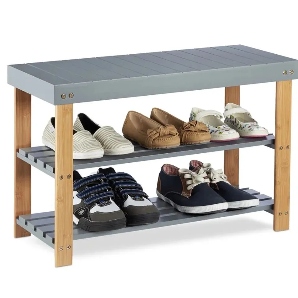 BOXED CLARION WOOD STORAGE HALLWAY BENCH 