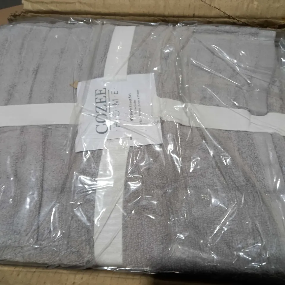 COZEE HOME 2-PIECE BATH SHEET SET - GREY