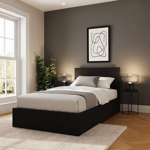 BOXED GFW SINGLE BLACK SIDE LIFT OTTOMAN BED (2 BOXES)