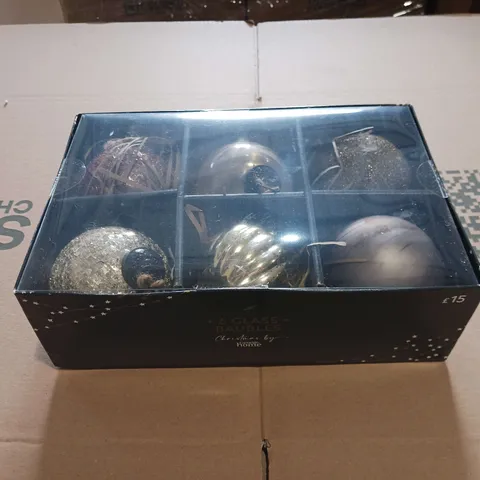 4 BOXES OF 6 GLASS CHRISTMAS BAUBLES BY GEORGE HOME