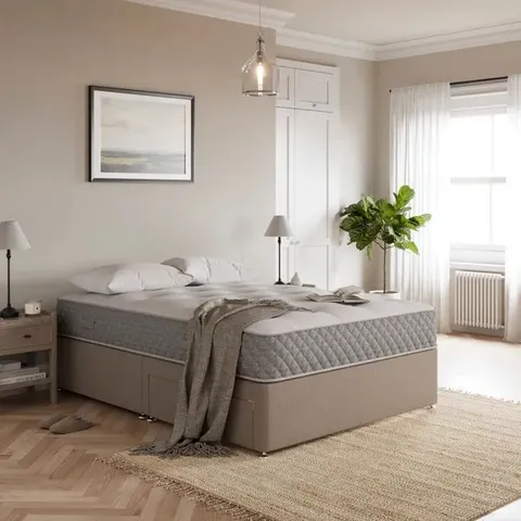 BAGGED BEDMASTER FOGARTY LINEN DIVAN - 4'6 DOUBLE, 2 DRAWERS, NATURAL (2 ITEMS)