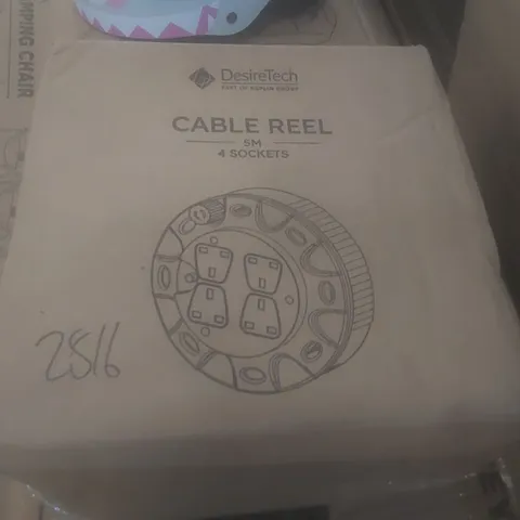 BOXED DESIRETECH 5m CABLE REEL, 4 SOCKETS 