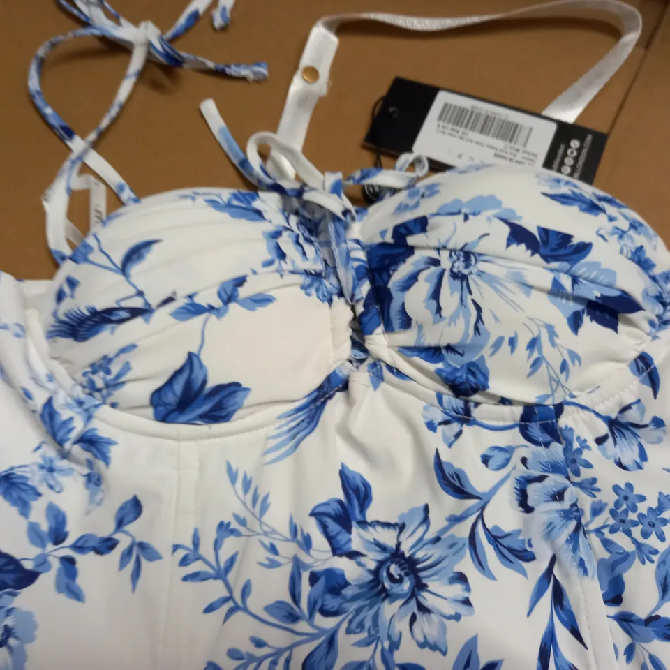 CLUB OF LONDON BLUE FLORAL CORSET SPLIT MAXI DRESS - UK 8 