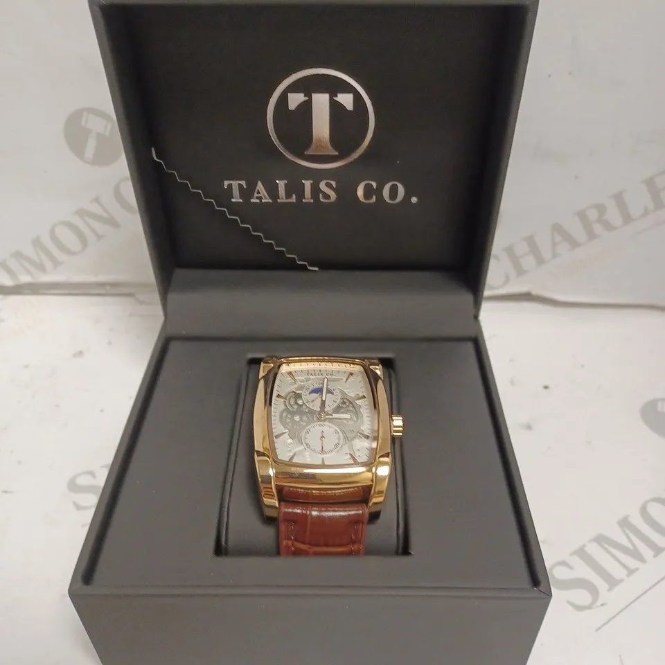 MENS TALIS CO WATCH – MOON PHASE MOVEMENT – SUB DIAL – GENUINE LEATHER STRAP 
