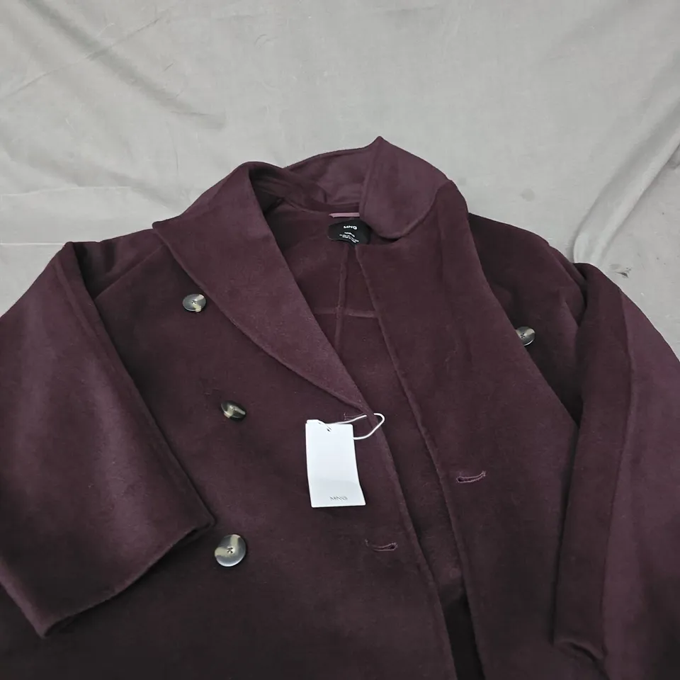 MNG HANDMADE WOOL COAT – DOUBLE-BREASTED, PLUM - XS
