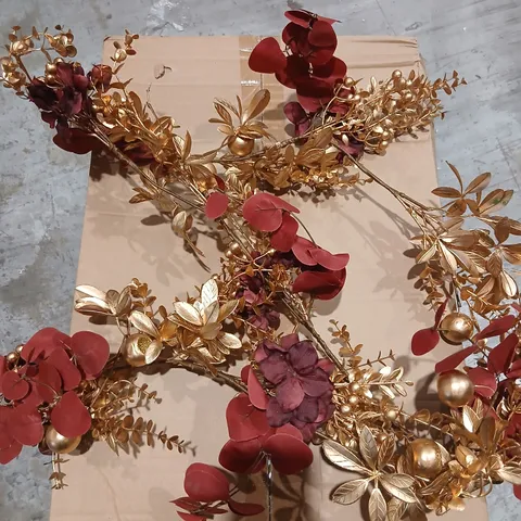 TWO BOXED GISELA GRAHAM GOLD AND ROSE CHRISTMAS DOOR DECORATIONS