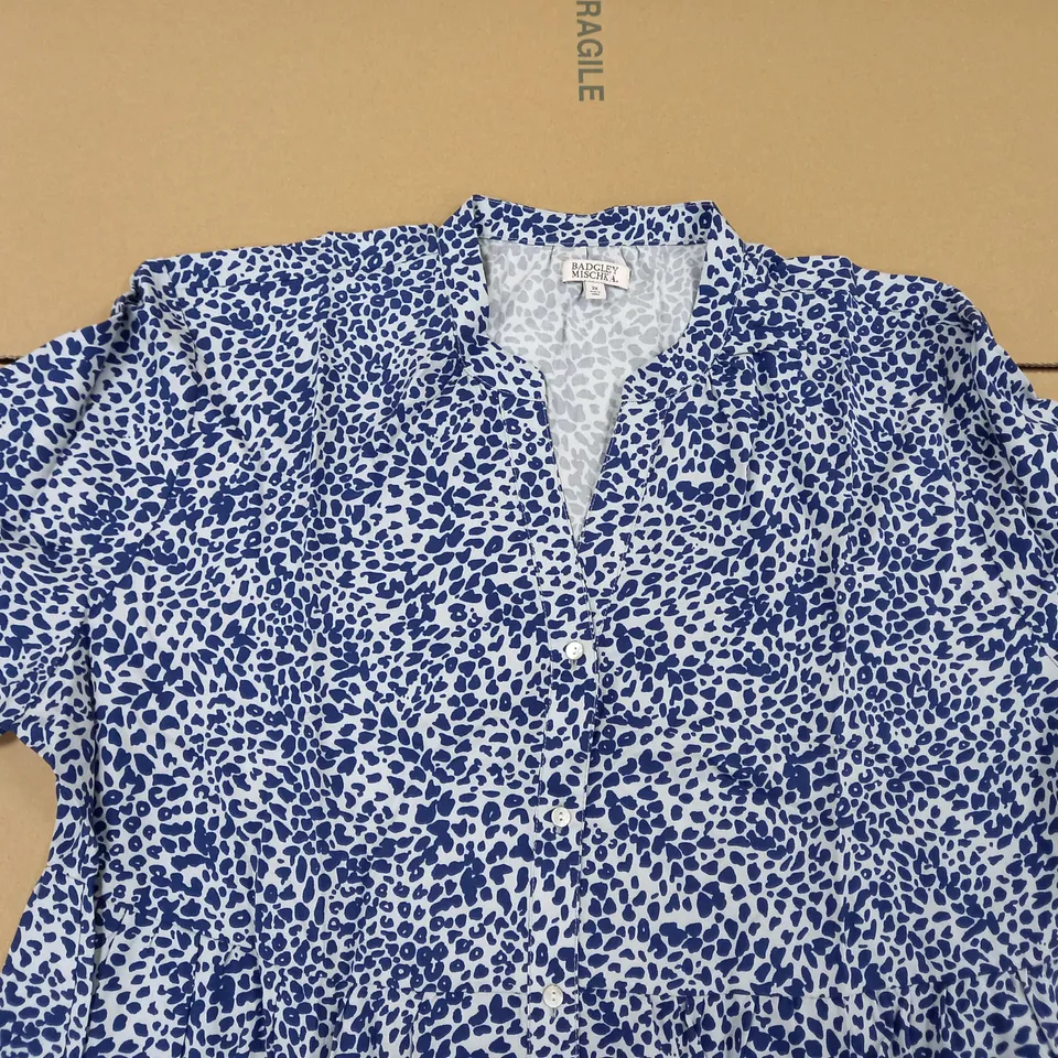 BADGELY MISCHKA PRINT TIERED DRESS BLUE/MULTI 2XL