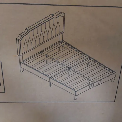 BOXED UPHOLSTERED BED FRAME - KING SIZED - LIGHT GREY (2 BOXES)