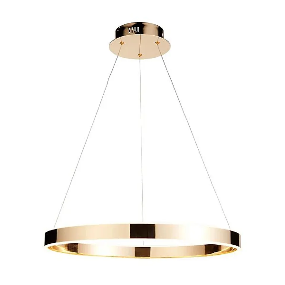 BOXED LUMINOSA GEN INTEGRATED LED PENDANT CEILING LIGHT FRENCH GOLD FINISH, FROSTED ACRYLIC, 1X INTEGRATED LED