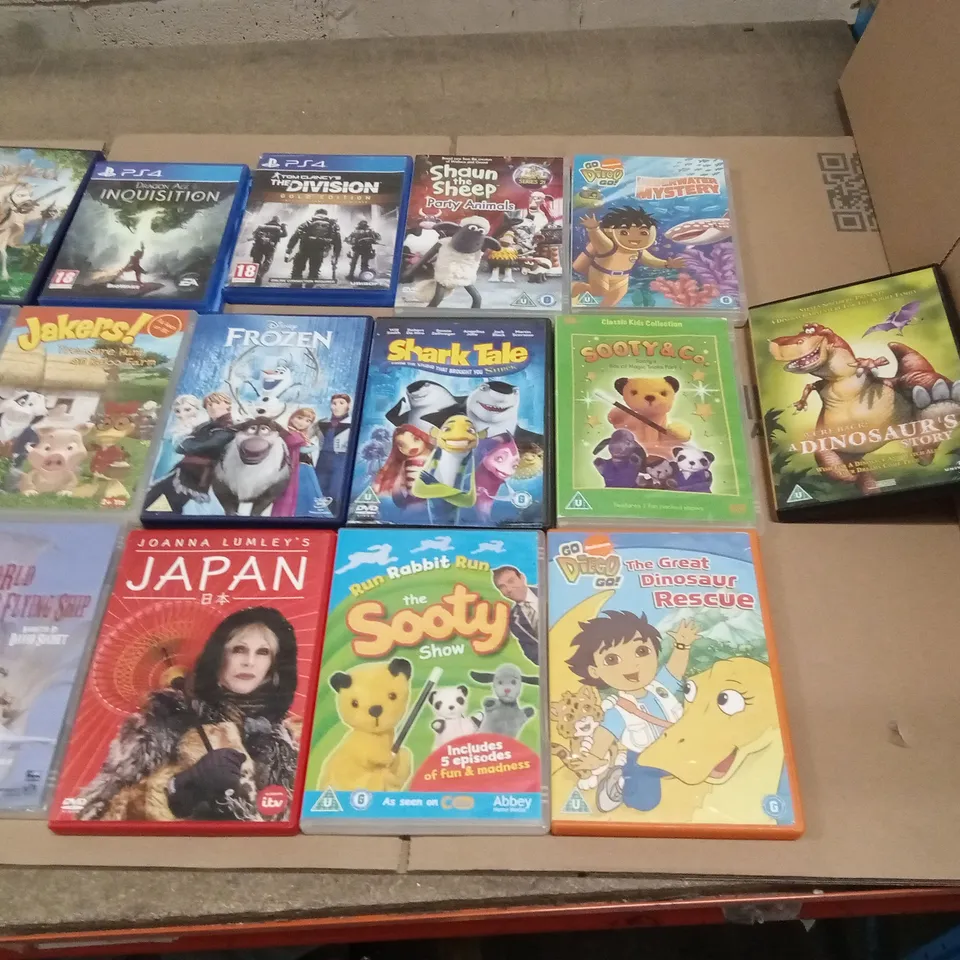 APPROXIMATELY 28 ASSORTED DVDS AND VIDEO GAMES