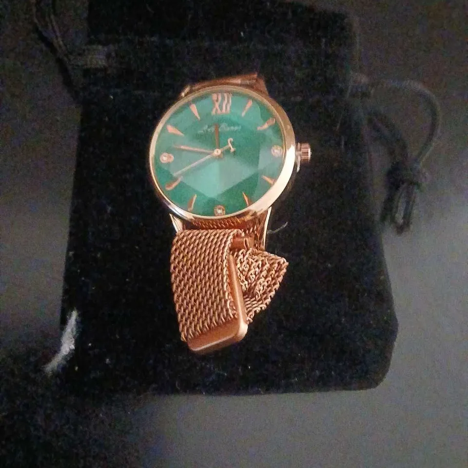 LA BANUS WOMEN'S ROSE GOLD-TONE WRISTWATCH WITH GREEN DIAL