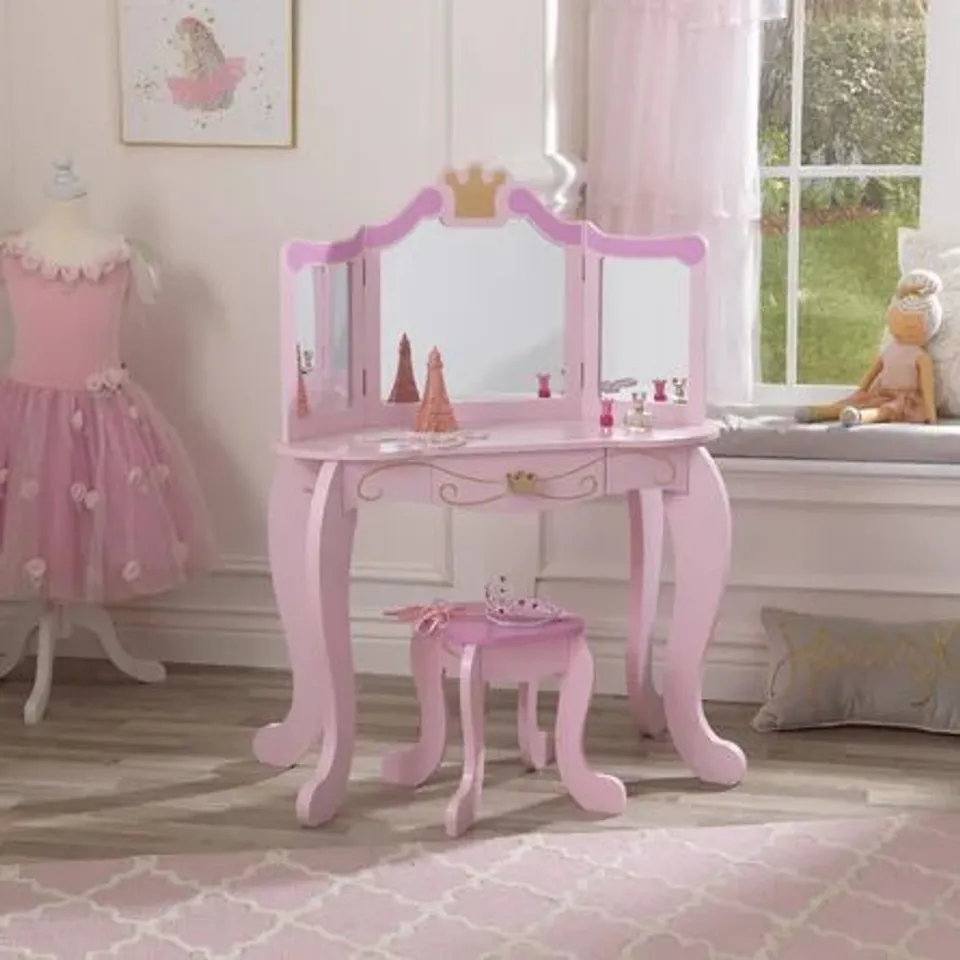 BOXED PRINCESS KIDS DRESSING TABLE SET WITH MIRROR (1 BOX)