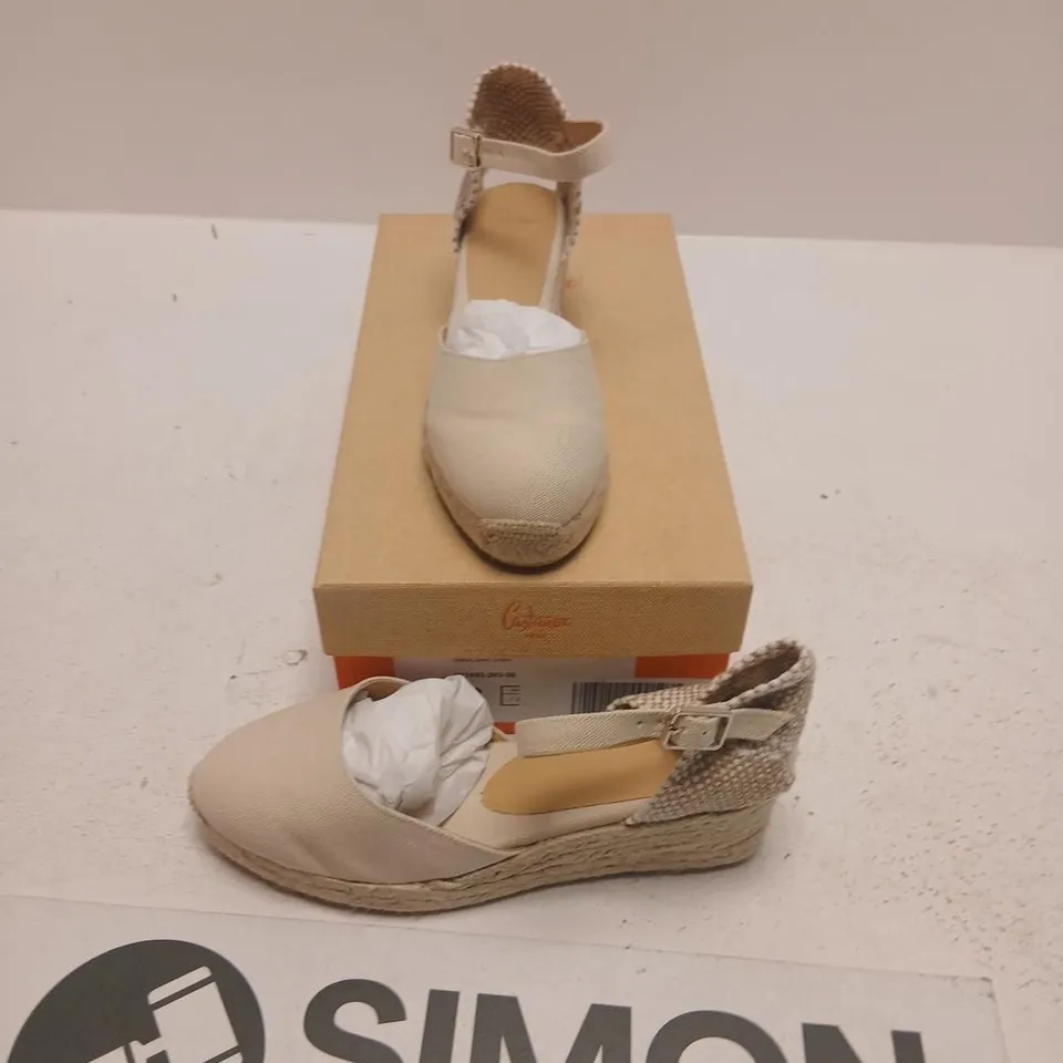 CASTANER ESPADRILLE WEDGE SANDALS – BEIGE, WOMEN'S SIZE 8