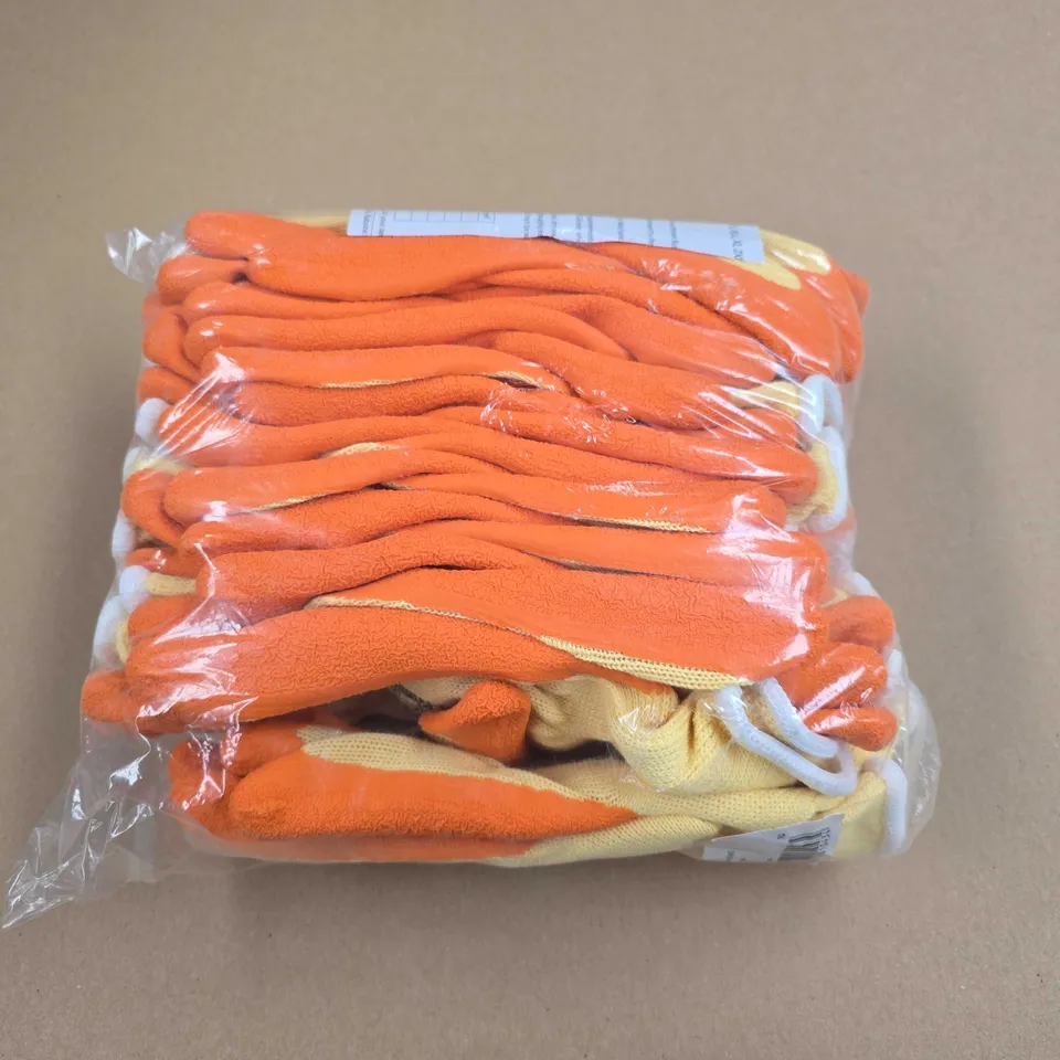 BRAND NEW 12-PACK OF ST TOPAZ WORK GLOVES IN ORANGE - L/9