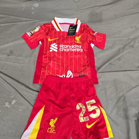 NIKE LIVERPOOL CHILDRENS 25 CHAMPIONS JERSEY AND SHORTS - SIZE 16