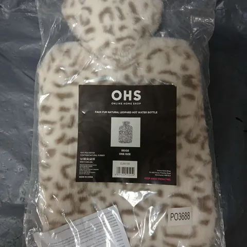 OHS FAUX FUR NATURAL LEOPARD HOTWATER BOTTLE IN BEIGE