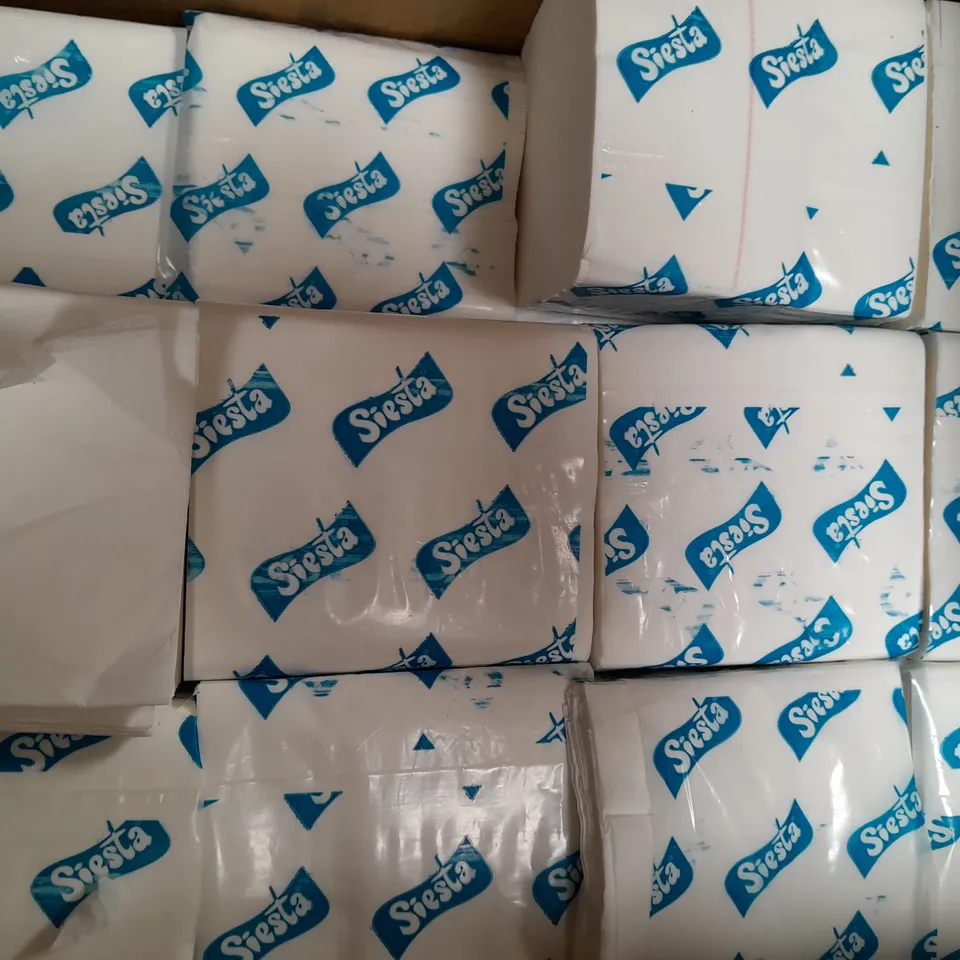 BOXED SIESTA SET OF APPROXIMATELY 35 SMALL PACKS OF TOILET TISSUE