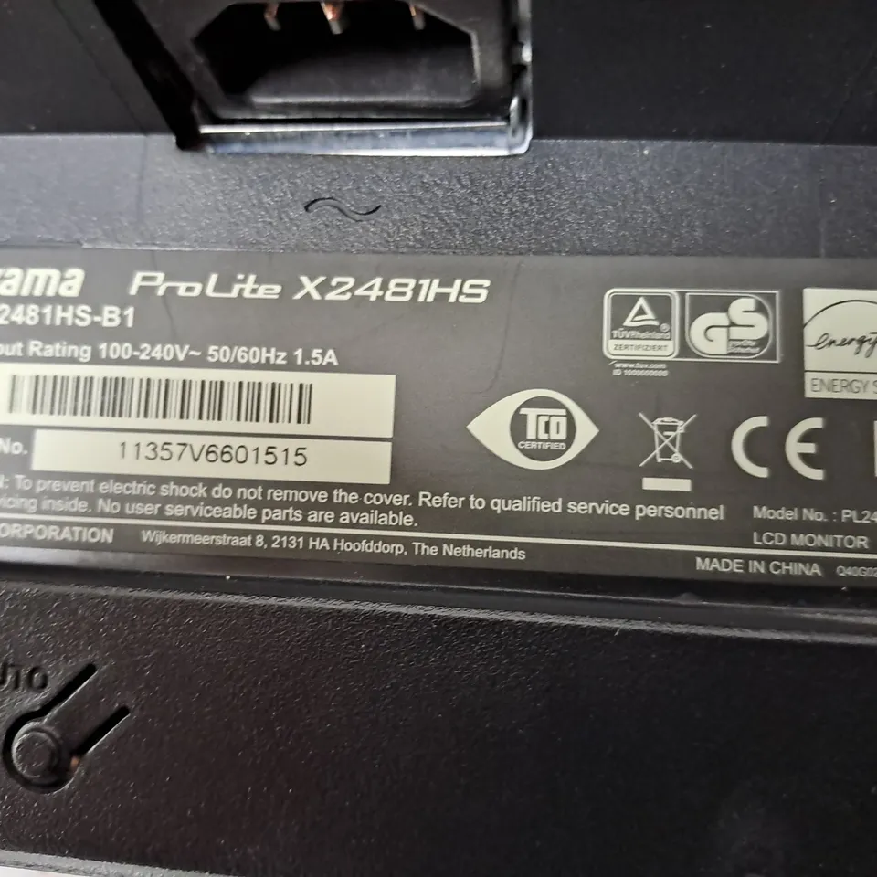 IIYAMA PRO LITE 24" MONITOR MODEL X2481HS SERIAL #11357V6601515