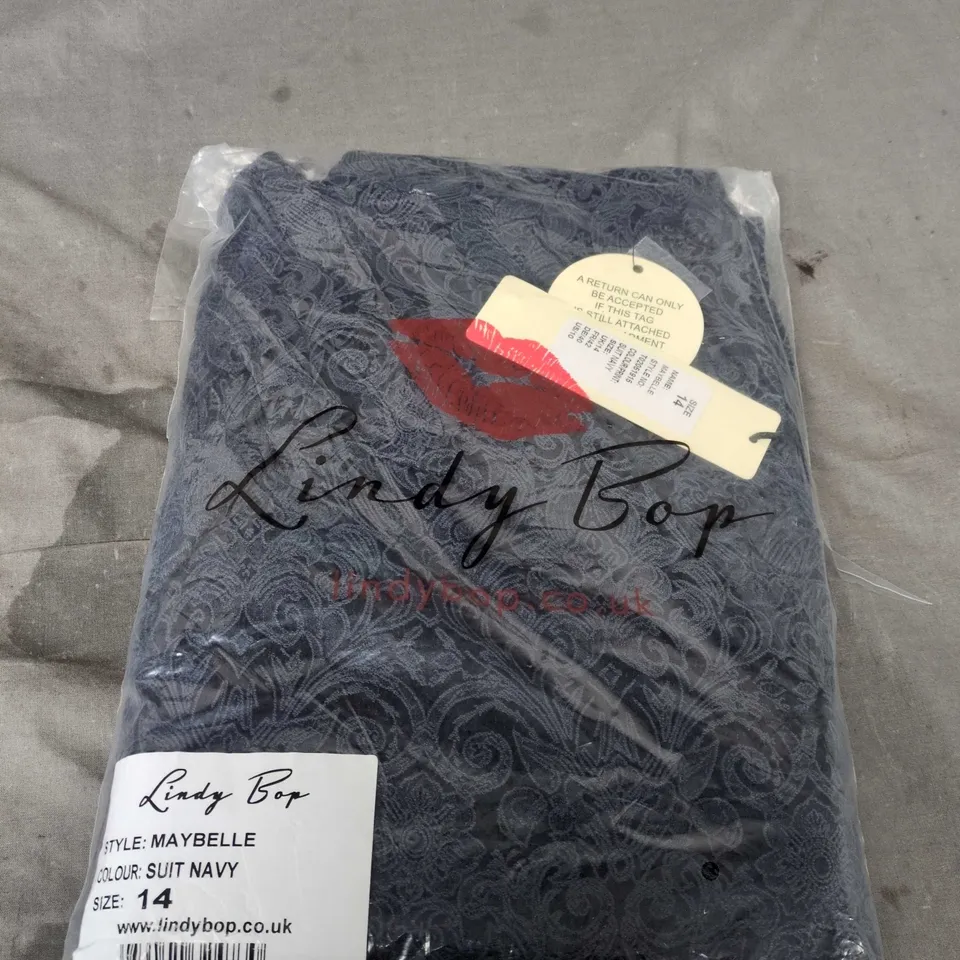 LINDY BOP MAYBELLE DRESS – NAVY LACE, UK SIZE 14